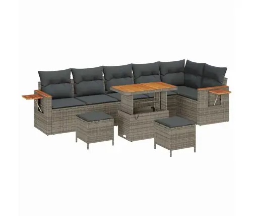 Dārza Dīvānu Komplekts 9 Pcs Pelēka Poliūtu Rotangpalma Vidaxl