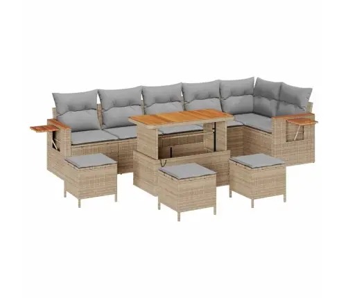 Dārza Dīvānu Komplekts 10 Pcs Bēša Poliūtu Rotangpalma Vidaxl