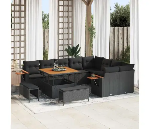 12 Gabalu Dārza Dīvānu Komplekts Ar Spilveniem Melnā Poli Rotangpalmas Akācijā Vidaxl 12 Gabalu Dārza Dīvānu Komplekts Ar Spilveniem Melnā Poli Rotangpalmas Akācijā Vidaxl