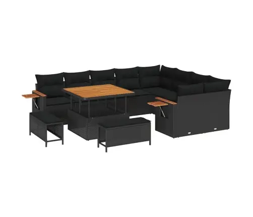 12 Gabalu Dārza Dīvānu Komplekts Ar Spilveniem Melnā Poli Rotangpalmas Akācijā Vidaxl 12 Gabalu Dārza Dīvānu Komplekts Ar Spilveniem Melnā Poli Rotangpalmas Akācijā Vidaxl