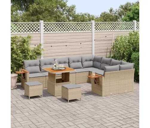 Sodo Sofų Rinkinys Su Pagalve Su Saugykla Smėlio Poli Ratanas