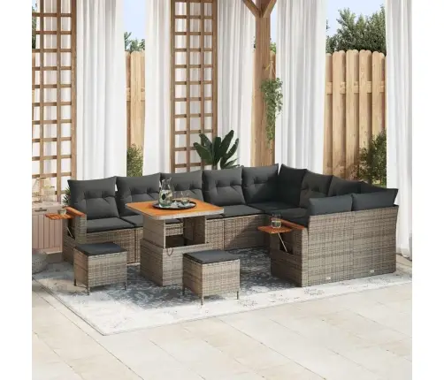 Dārza Dīvānu Komplekts Ar Spilvenu Pelēka Poliūtu Rotangpalma Vidaxl