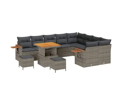 Dārza Dīvānu Komplekts Ar Spilvenu Pelēka Poliūtu Rotangpalma Vidaxl