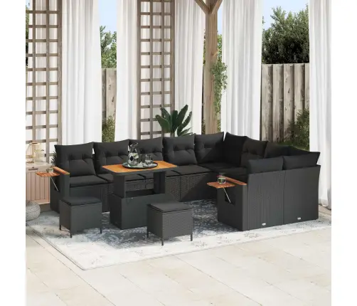 Aia Diivanikomplekt Padjaga 13 Pcs Must Polürotang