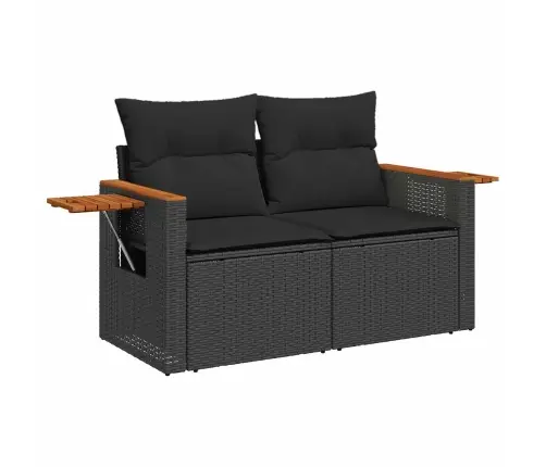 Sodo Sofų Rinkinys Su Pagalve 17 Pcs Juoda Poliratanas