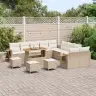 Sodo Sofų Rinkinys Su Pagalve 14 Pcs Smėlio Poli Ratanas Sodo Sofų Rinkinys Su Pagalve 14 Pcs Smėlio Poli Ratanas