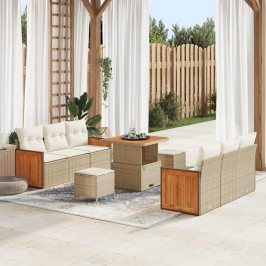 Dārza Dīvānu Komplekts 9 Pcs Bēšs Un Krēms 80 X 80 X 71 Cm Vidaxl
