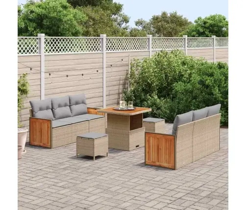 Sodo Sofų Rinkinys 9 Pcs Bežinė Ir Šviesiai Pilka Sodo Sofų Rinkinys 9 Pcs Bežinė Ir Šviesiai Pilka