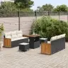 Sodo Sofų Rinkinys 9 Pcs Juoda Ir Kreminė 90 X 55 X 71 Cm
