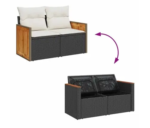 Sodo Sofų Rinkinys 9 Pcs Juoda Ir Kreminė 90 X 55 X 71 Cm