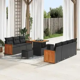 Dārza Dīvānu Komplekts 10 Pcs Melns Un Brūns 80 X 80 X 71 Cm Vidaxl