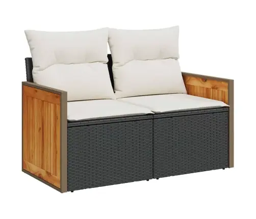 Sodo Sofų Rinkinys 10 Pcs Juoda Ir Kreminė 80 X 80 X 71 Cm
