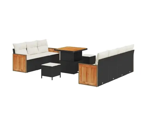 Sodo Sofų Rinkinys 10 Pcs Juoda Ir Kreminė 80 X 80 X 71 Cm