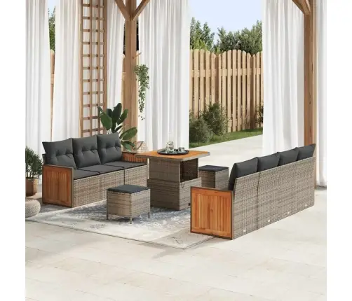 Dārza Dīvānu Komplekts 10 Pcs Pelēks Tumši Pelēks Poliratāns Vidaxl