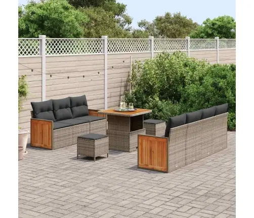 Dārza Dīvānu Komplekts 10 Pcs Pelēks Tumši Pelēks Poliratāns Vidaxl