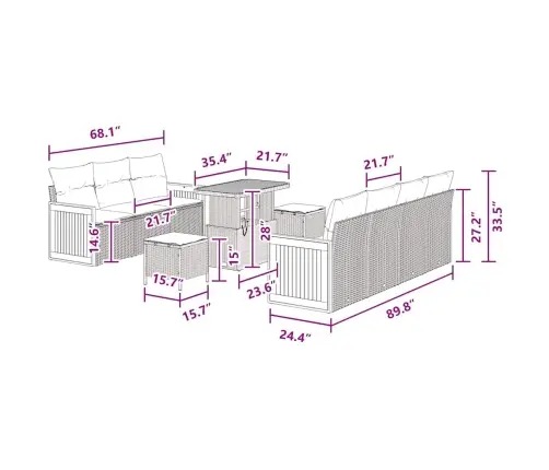 Aia Diivanikomplekt 10 Pcs Must 90 X 55 X 71 Cm Polürotang Aia Diivanikomplekt 10 Pcs Must 90 X 55 X 71 Cm Polürotang