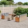 Sodo Sofų Rinkinys 10 Pcs Bežinė Ir Šviesiai Pilka