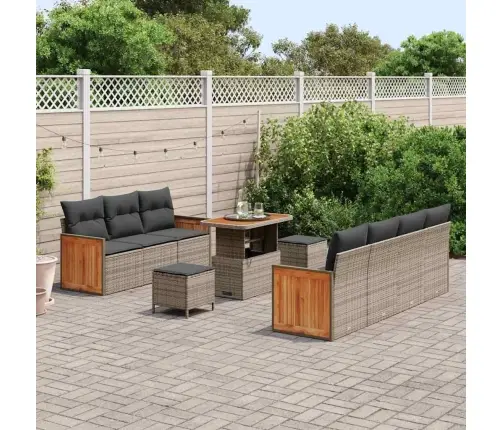 Dārza Dīvānu Komplekts 10 Pcs Pelēka 90 X 55 X 71 Cm Poliratāns Vidaxl