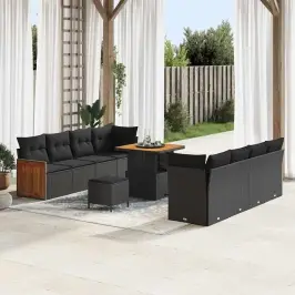 Dārza Dīvānu Komplekts 11 Pcs Melna 80 X 80 X 71 Cm Poliratāns Vidaxl