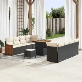 Dārza Dīvānu Komplekts 11 Pcs Melns Un Krēmkrāsa Vidaxl