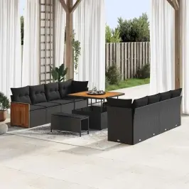 Dārza Dīvānu Komplekts 11 Pcs Melna 100 X 100 X 71 Cm Vidaxl