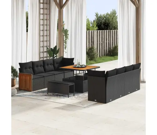 Aia Diivanikomplekt Padjaga 12 Pcs Must Polürotang