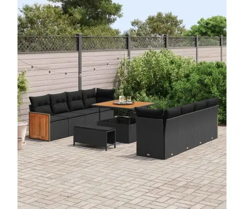 Aia Diivanikomplekt Padjaga 12 Pcs Must Polürotang