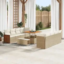 Dārza Dīvānu Komplekts 11 Pcs Bēšs Un Krēms 100 X 100 X 71 Cm Vidaxl