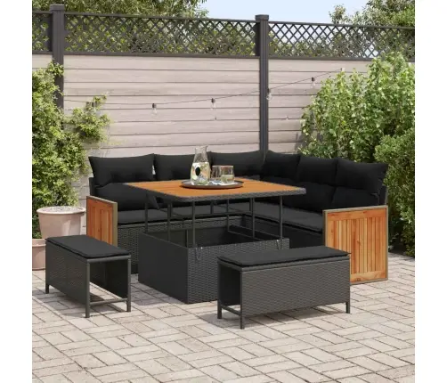 Aia Diivanikomplekt Padjaga 9 Pcs Must Polürotang