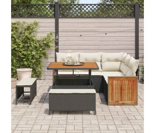 8 Daļu Dārza Dīvānu Komplekts Ar Spilveniem Melnā Rotangpalma Akācija Vidaxl