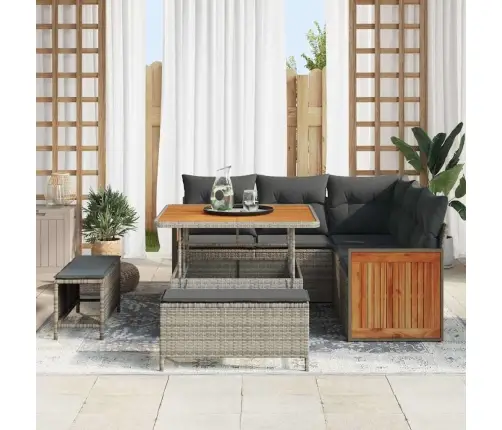 Sodo Sofų Rinkinys 8 Pcs Pilka Tamsiai Pilka Poliratanas