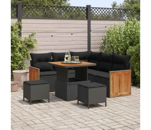 Aia Diivanikomplekt Padjaga 9 Pcs Must Polürotang