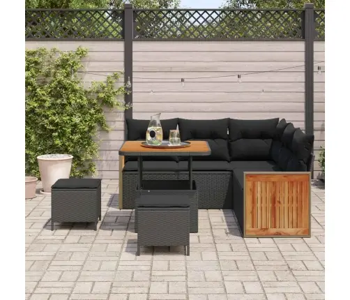 Aia Diivanikomplekt Padjaga 9 Pcs Must Polürotang