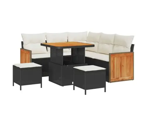 8 Gabalu Dārza Dīvānu Komplekts Ar Spilveniem Melns Poli Rotangpalma Akācija Vidaxl 8 Gabalu Dārza Dīvānu Komplekts Ar Spilveniem Melns Poli Rotangpalma Akācija Vidaxl