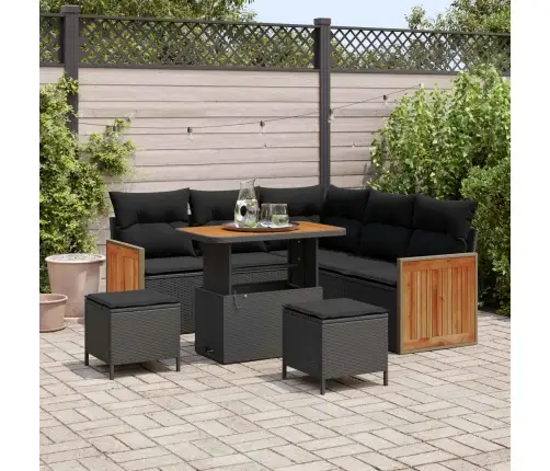 Aia Diivanikomplekt Padjaga 9 Pcs Must Polürotang