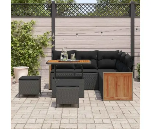 Aia Diivanikomplekt Padjaga 9 Pcs Must Polürotang