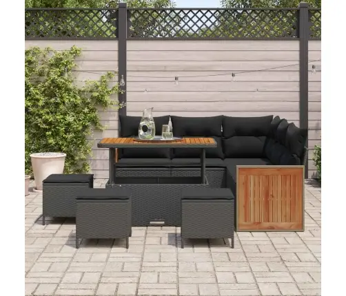 Aia Diivanikomplekt Padjaga 9 Pcs Must Polürotang