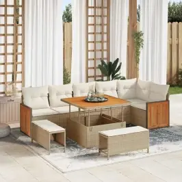 Dārza Dīvānu Komplekts 9 Pcs Bēšs Un Krēms 100 X 100 X 71 Cm Vidaxl