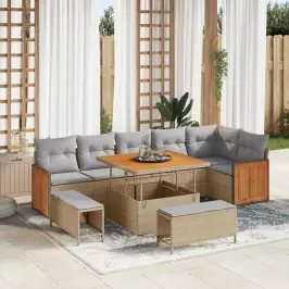 Aia Diivanikomplekt 9 Pcs Beež Ja Helehall Polürotang