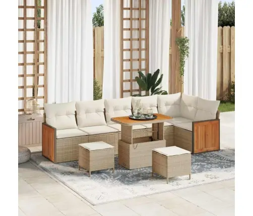 Dārza Dīvānu Komplekts 9 Pcs Beige, Krēmkrāsa 80 X 80 X 71 Cm Vidaxl