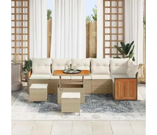 Dārza Dīvānu Komplekts 9 Pcs Beige, Krēmkrāsa 80 X 80 X 71 Cm Vidaxl