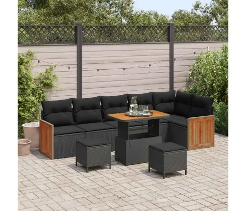 Dārza Dīvānu Komplekts Ar Spilvenu 11 Pcs Melna Poliratāns Vidaxl