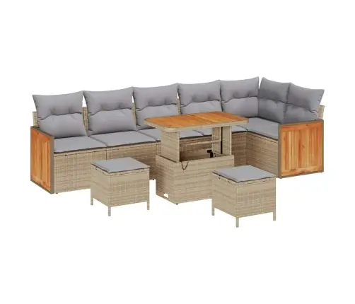 Dārza Dīvānu Komplekts 9 Pcs Bēšs Un Gaiši Pelēks Poliratāns Vidaxl