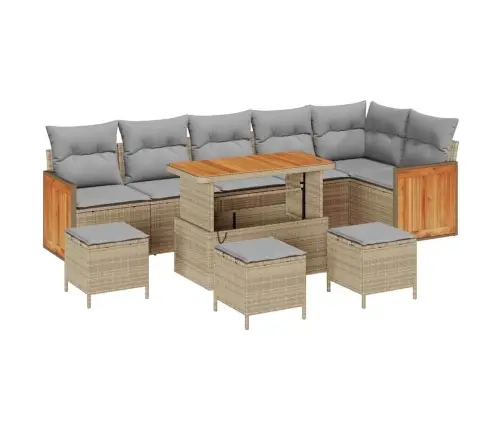 Dārza Dīvānu Komplekts 10 Pcs Bēšs Un Gaiši Pelēks Poliratāns Vidaxl