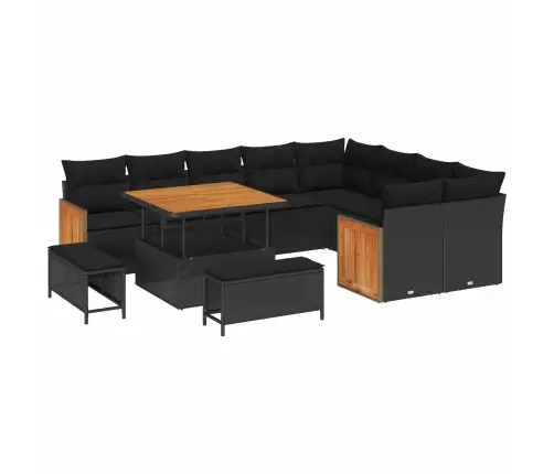 Aia Diivanikomplekt Padjaga 13 Pcs Must Polürotang