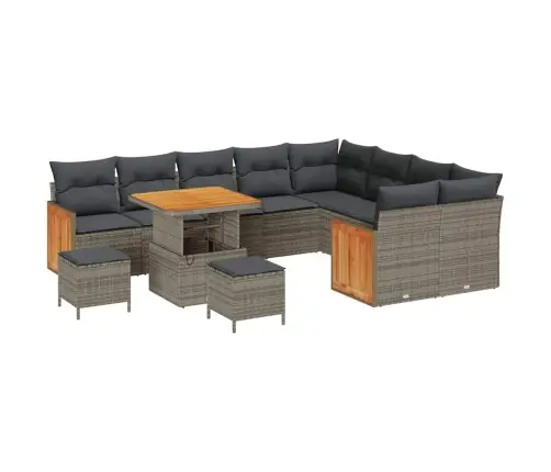 Sodo Sofų Rinkinys 12 Pcs Pilka Tamsiai Pilka Poliratanas