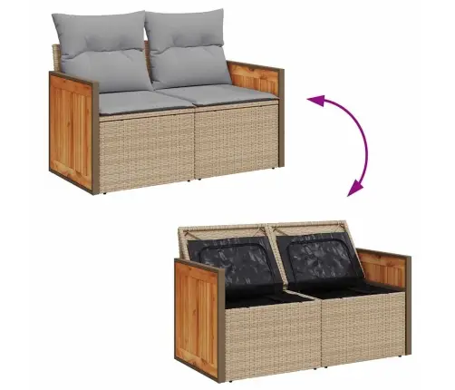 Sodo Sofų Rinkinys 12 Pcs Smėlio Poliratanas