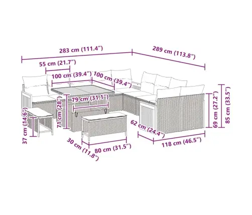 Aia Diivanikomplekt 13 Pcs Beez Ja Koor 100 X 100 X 71 Cm