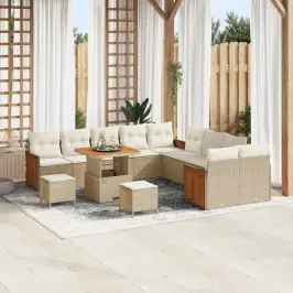 Dārza Dīvānu Komplekts 13 Pcs Bēšs Un Krēms 80 X 80 X 71 Cm Vidaxl