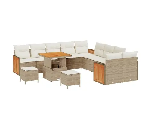 13 Daļu Dārza Dīvānu Komplekts Ar Spilveniem Bēšs Poli Rotangpalmas Akācija Vidaxl 13 Daļu Dārza Dīvānu Komplekts Ar Spilveniem Bēšs Poli Rotangpalmas Akācija Vidaxl